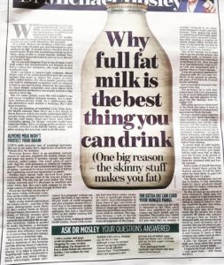 Newspaper Article on Full Fat Milk
