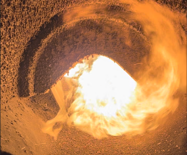 Flame inside Mossgiel's biomass boiler